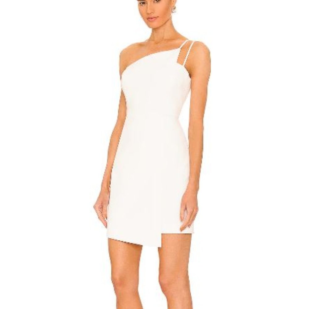 BCBGMAXAZRIA One Shoulder Mini White Dress